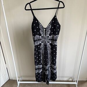 Elegant Black and White Paisley Dress